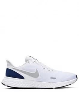 Nike Revolution 5 - White/Silver, White/Silver, Size 10, Men