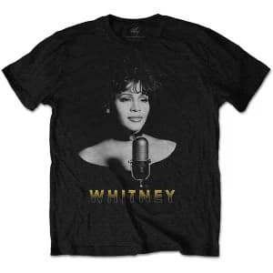 Whitney Houston - Black & White Photo Unisex Large T-Shirt - Black