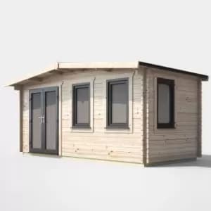 Power 8' x 16' Chalet Log Cabin- Left Side Double Door