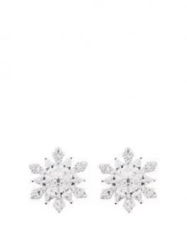 Simply Silver Sterling Silver Cubic Zirconia Snowflake Stud Earrings