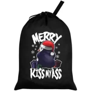Psycho Penguin Merry Kiss My Ass Christmas Santa Sack (One Size) (Black) - Black
