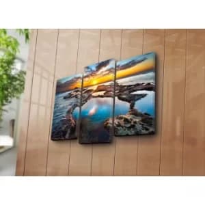 3PATK-70 Multicolor Decorative Canvas Painting (3 Pieces)
