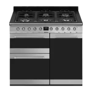 SMEG Symphony 100cm Dual Fuel Range Cooker - Stainless Steel