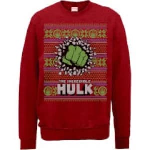 Marvel Comics The Incredible Hulk Red Christmas Sweatshirt - L - Red