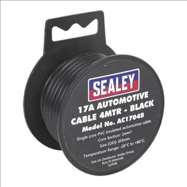 Genuine SEALEY AC1704B Automotive Cable Thick Wall 17A 4mtr Black