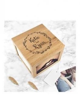 Personalised Couples Large Photo Cube With Wreath Design