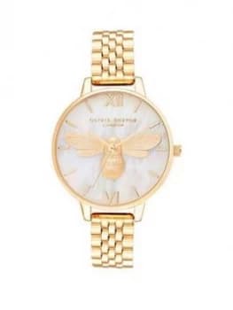Olivia Burton Lucky Bee Mop Demi Dial Gold Bracelet Watch