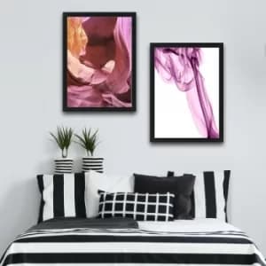 Soft Pink Set Multicolor Decorative Framed Painting (2 Pieces)