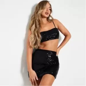 I Saw It First Sequin Mini Skirt Co-Ord - Black
