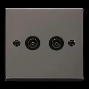 Click Scolmore Deco 2 Gang Non-Isolated Co-Axial Socket - VPBN066BK