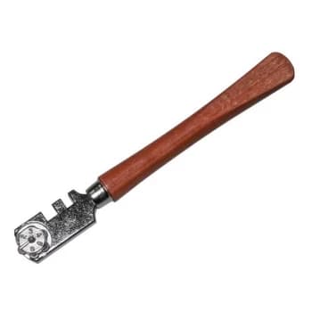 Faithfull Six Wheel Glasscutter Tungsten Carbide - Wood Handle