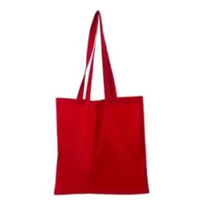 Cotton Long Handle Tote Bag (One Size) (Red) - Red - United Bag Store