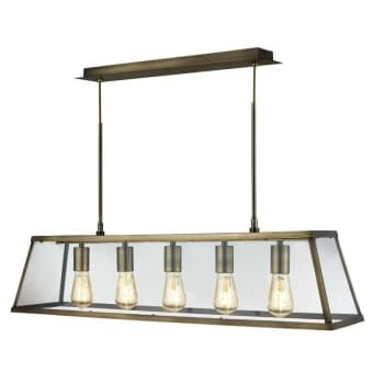 Searchlight Lighting - Searchlight Voyager - 5 Light Lantern Pendant Bar Antique Brass, E27
