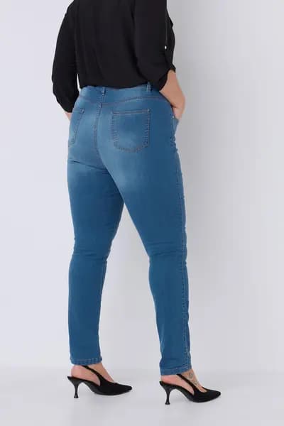 Evans Midwash High Waisted Skinny Jeans Mid Blue