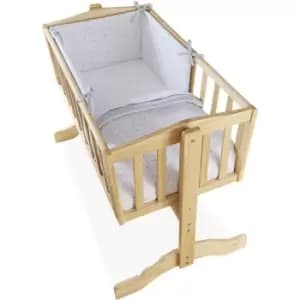 Clair De Lune - Stars & Stripes Crib/Cradle Quilt & Bumper Bedding Set - Grey - Grey