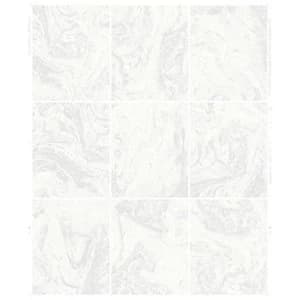 Contour Glitter Marble Tile White Decorative Wallpaper - 10m