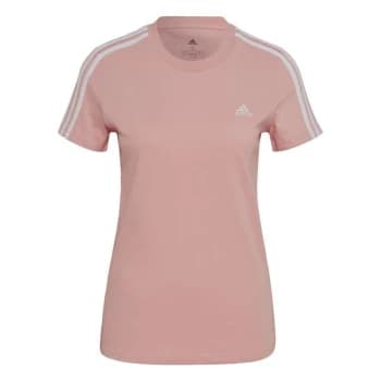 adidas LOUNGEWEAR Essentials Slim 3-Stripes T-Shirt Women - Wonder Mauve / White