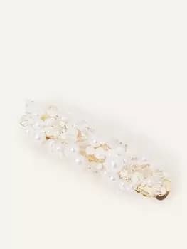 Accessorize Pearl & Bead Barrette, White, Women