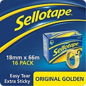 Sellotape Original Golden Tape 18mm x 66m Transparent 6 Rolls