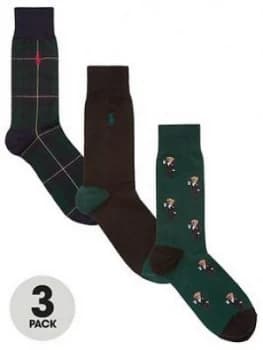 Polo Ralph Lauren Sock Mini Martini Bear Gift Box (3 Pack) - Green/Black