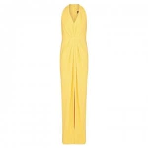 Adrianna Papell Pleated Crepe Gown - Canary Yellow