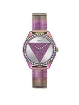 Guess Guess Tri Glitz Multi Coloured Glitz Logo Dial Mesh Strap Watch