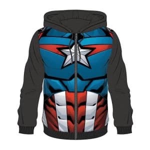 Captain America - Suit Sublimation Mens Large Full Length Zipper Hoodie - Blue
