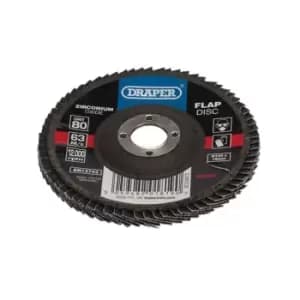 Draper Zirconium Oxide Flap Disc, 100 x 16mm, 80 Grit