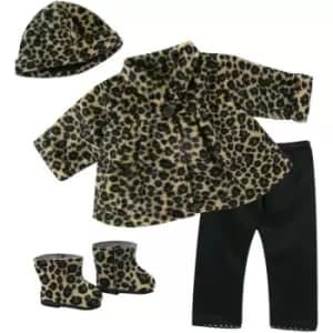 Sophia's - 18 Doll - Animal Print Coat, Hat, Black Leggings & Boots - Tan