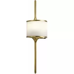 Loops - IP44 Twin Wall Light Mid Way Integral Glass Shade Natural Brass LED G9 3.5W