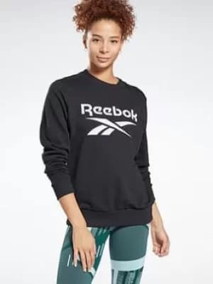 Reebok Identity Logo French Terry Crew Sweatshirt, Black Size M Women