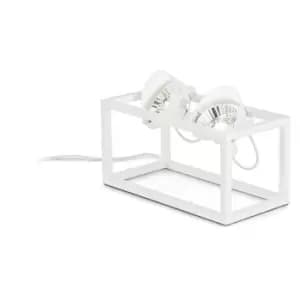 Ideal Lux audio 2 Light Portable Floor Lamp White, In-Built Switch, Non-Dim