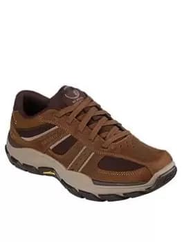 Skechers Respected Bike Toe Lace Up Shoe, Brown, Size 11, Men
