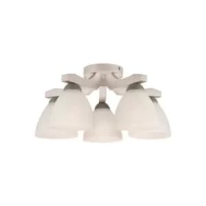 Adriano Multi Arm Semi Flush Ceiling Light, Glass Shades, White Beech, 5x E27