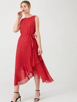 Wallis Twinkle Fit and Flare Midi Dress - Berry, Size 10, Women