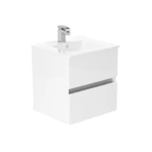 Newland 500mm Double Drawer Ceramic Basin Unit - White Gloss