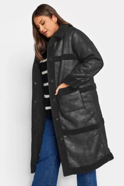 Yours Bonded Faux Fur Jacket - Brown