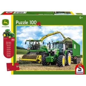 John Deere: 649M Tractor with 8500i Harvester 100 Piece Jigsaw Puzzle With SIKU model