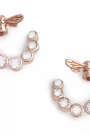 Bejewelled Lucky Bee Swirl Hoop Rose Gold Earrings OBJAME162N