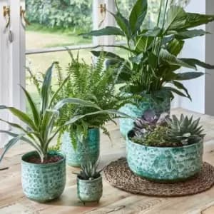 Ivyline Emerald Reactive Glaze Planter - H21Cm D21Cm