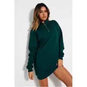 I Saw It First Half Zip Oversized Sweatshirt Dress - Green