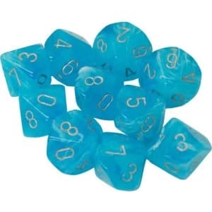 Chessex d10 Dice Set: Luminary Sky/ Silver (10)
