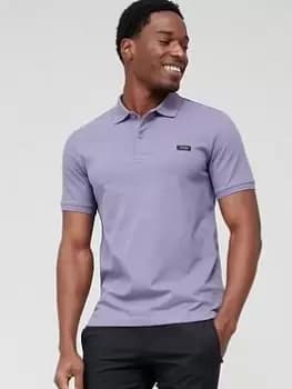 Calvin Klein Stretch Pique Slim Button Polo Shirt - Purple, Size 2XL, Men