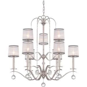 9 Light Multi Arm Chandelier Silver Finish, E14