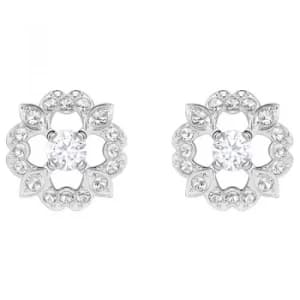 Ladies Swarovski Silver Plated Sparkling Dance Flower Stud Earrings
