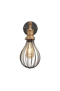 Brooklyn Balloon Cage Wall Light, 6 Inch, Pewter, Brass Holder