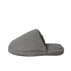 Fabric Fleece Fur Mule Slipper - Grey