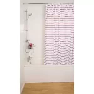 Croydex Pinstripe Shower Curtain, Plumb/White