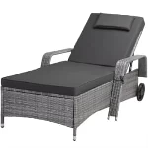 Poly Rattan Sun Lounger Grey 6.3x3ft