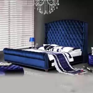 Rosio Bed Super King Plush Velvet Blue